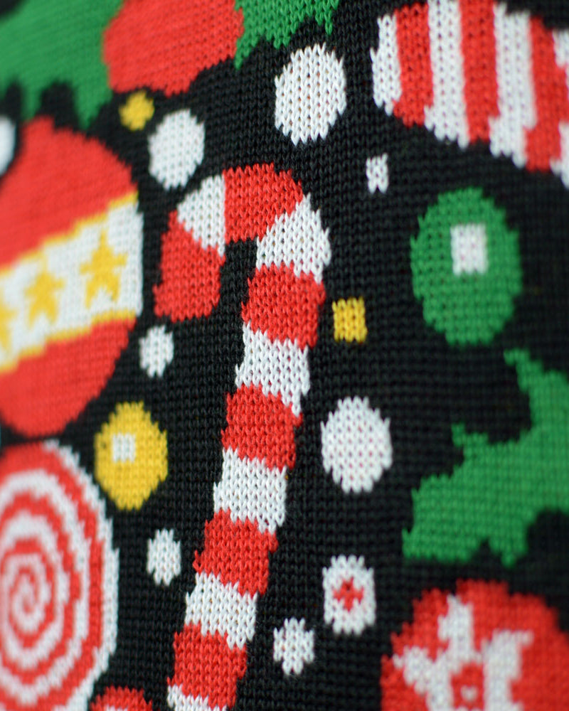 Detail Pull de Noël pour Femme Noire Joyeux Noël