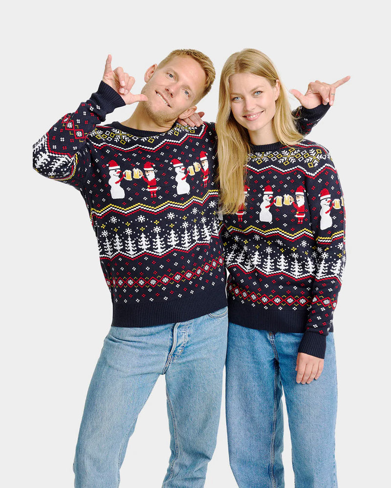 Pull de Noël pour Femme Toast Père Noël Couple