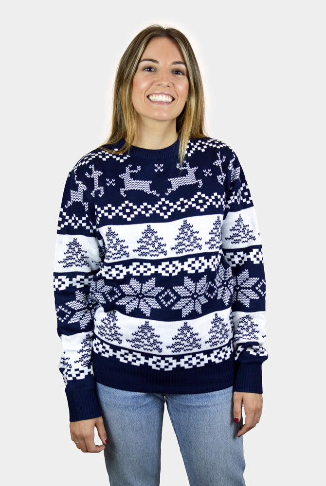 Pull de Noël pour Homme Bleu Pôle Nord Femme
