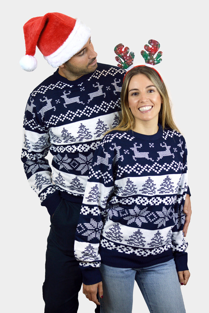 Pull de Noël pour Homme Bleu Pôle Nord femme