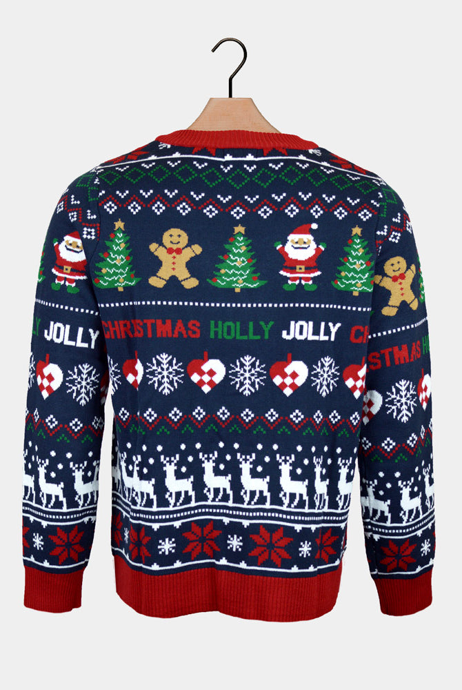 Pull de Noël pour Homme Bleu et Rouge Cardigan