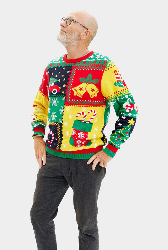 Pull de Noël pour Homme en Coton Bio Patchwork