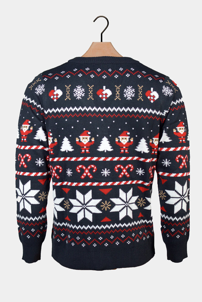 Pull de Noël pour Homme Bleu avec Étoiles Polaires Cardigan