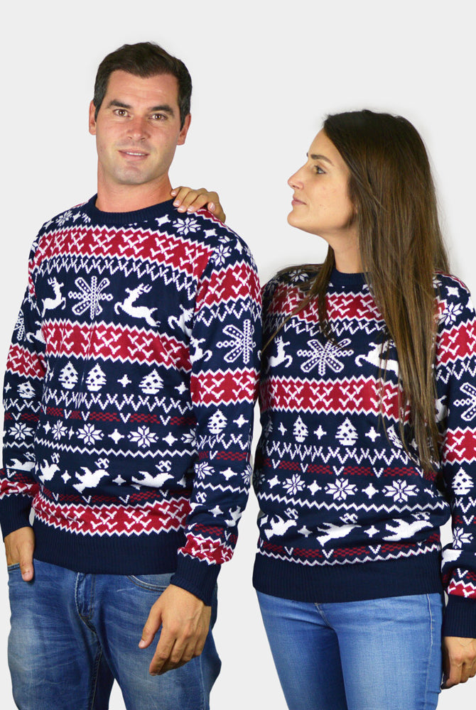 Pull de Noël pour Homme Femme Rennes et Motifs de Noël