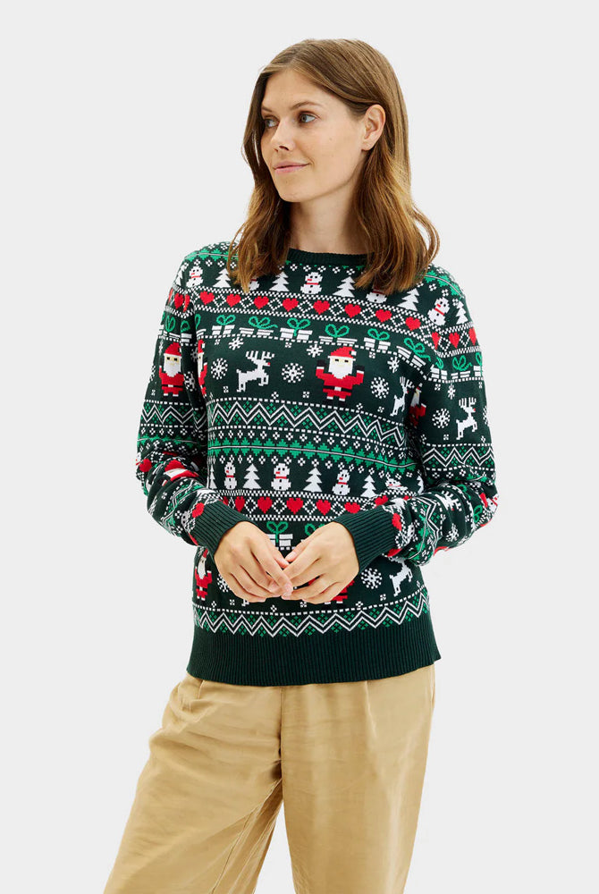 Pull de Noël Femme Homme Vert Joyeux en Coton Bio