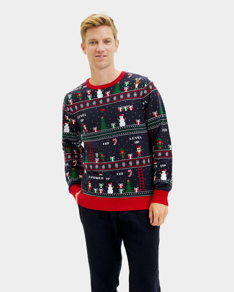 Pull de Noël pour Homme Jeux Vidéo Rétro