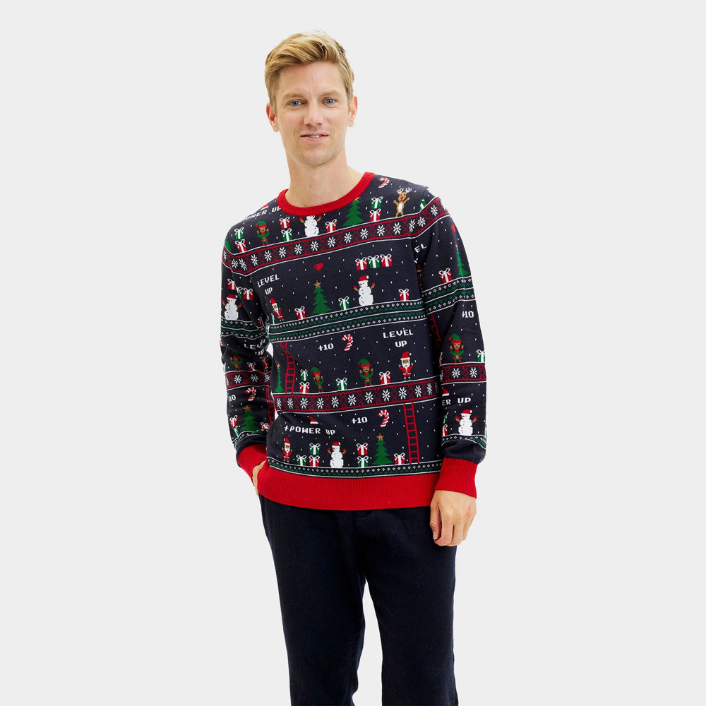 Pull de Noël pour Homme Jeux Vidéo Rétro