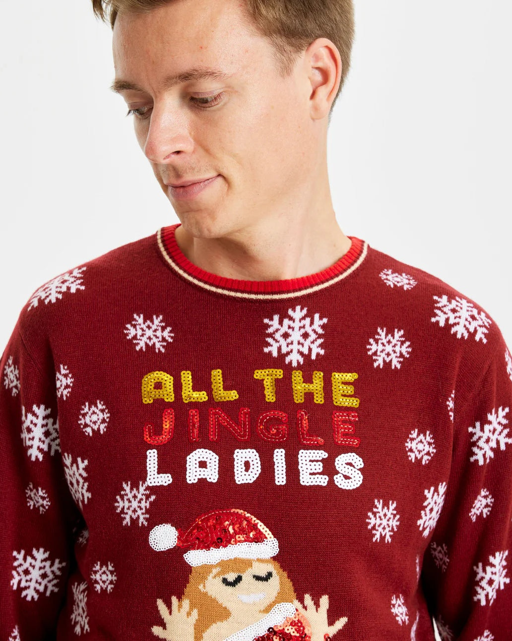 Pull de Noël pour Homme Jingle Pailletes Ladies