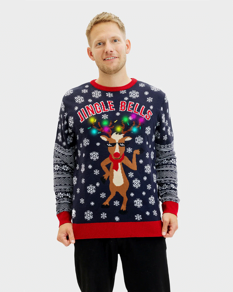 Pull de Noël Jingle Bells Homme Lumineux LED