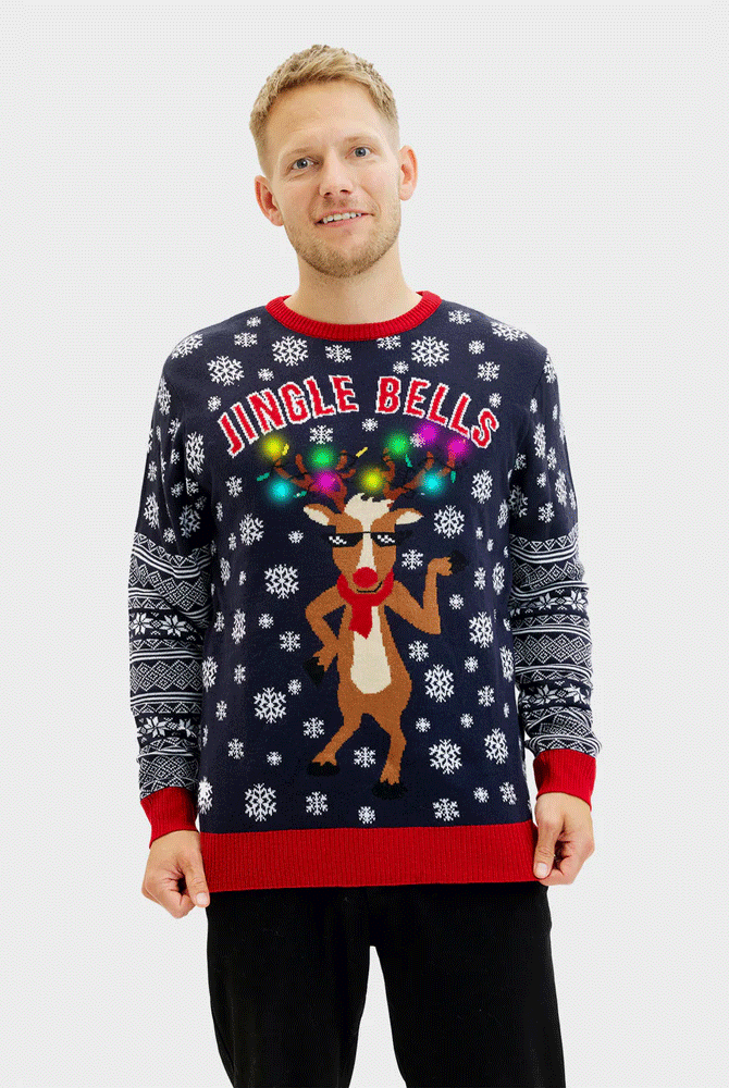 Pull de Noël Jingle Bells Homme Lumineux LED