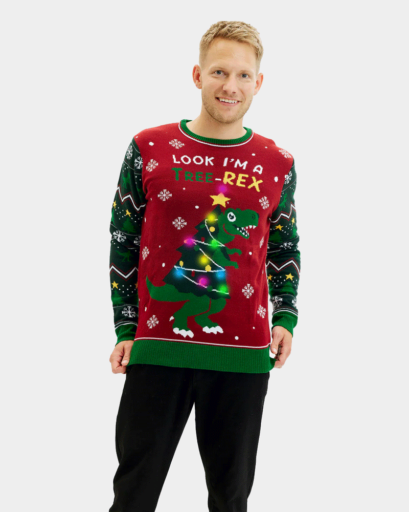 Pull de Noël LED Homme Lumineux Christmas Tree-Rex