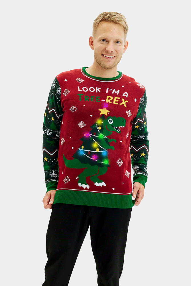 Pull de Noël LED Homme Lumineux Christmas Tree-Rex