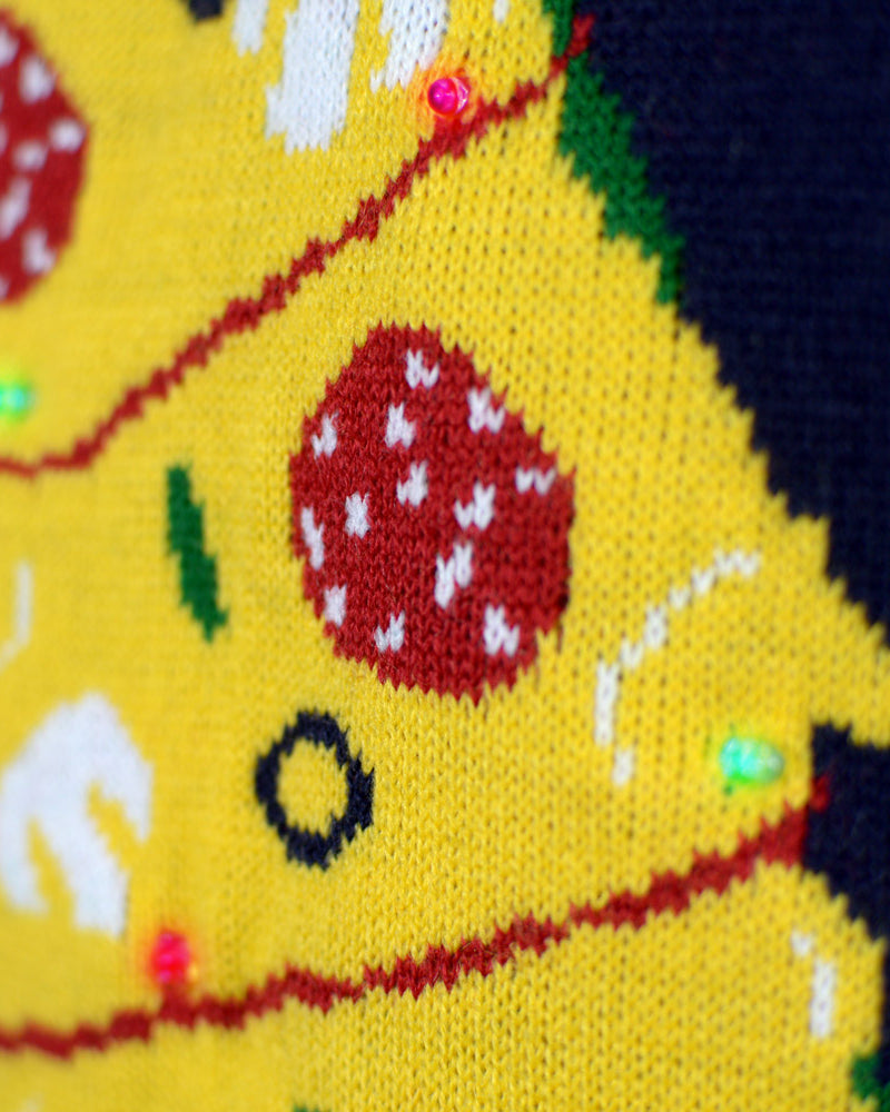 detail Pull de Noël pour Homme Lumineux LED Christmas Food