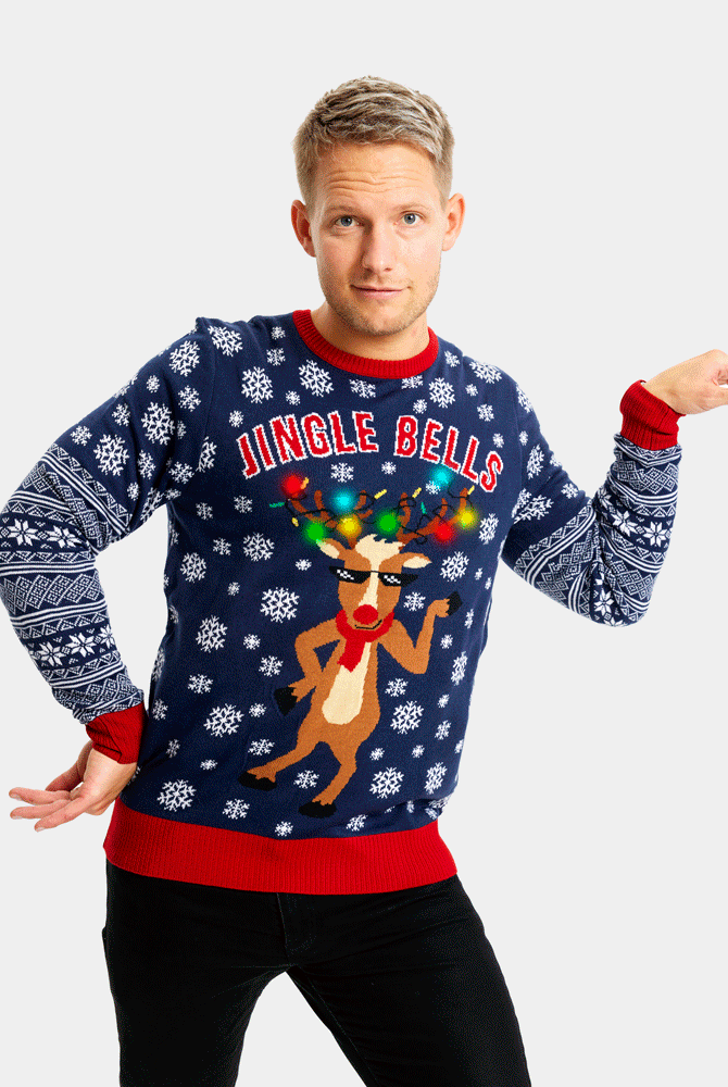 Pull de Noël pour Homme Lumineux LED Jingle Bells