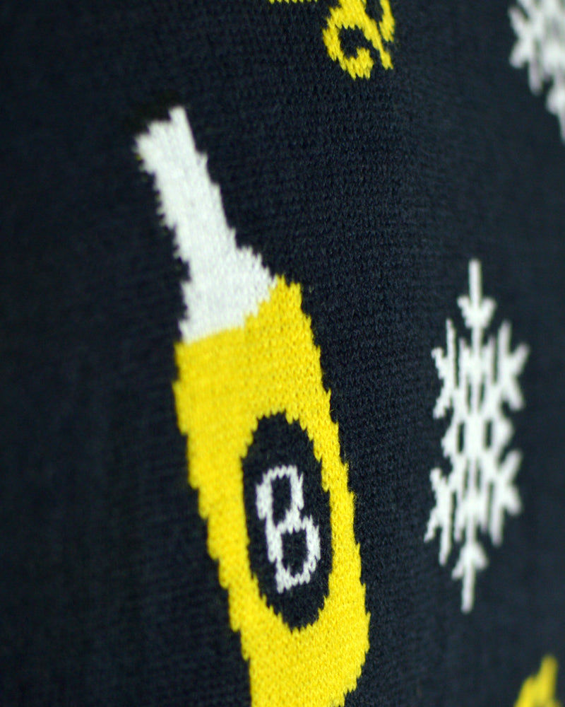 detail Pull de Noël pour Homme Lumineux LED Père Noël avec Bière