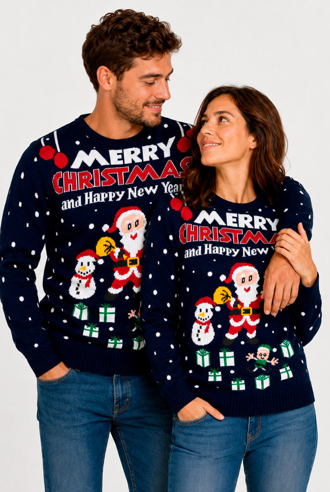Pull de Noël pour Homme Merry Christmas and Happy New Year Couple