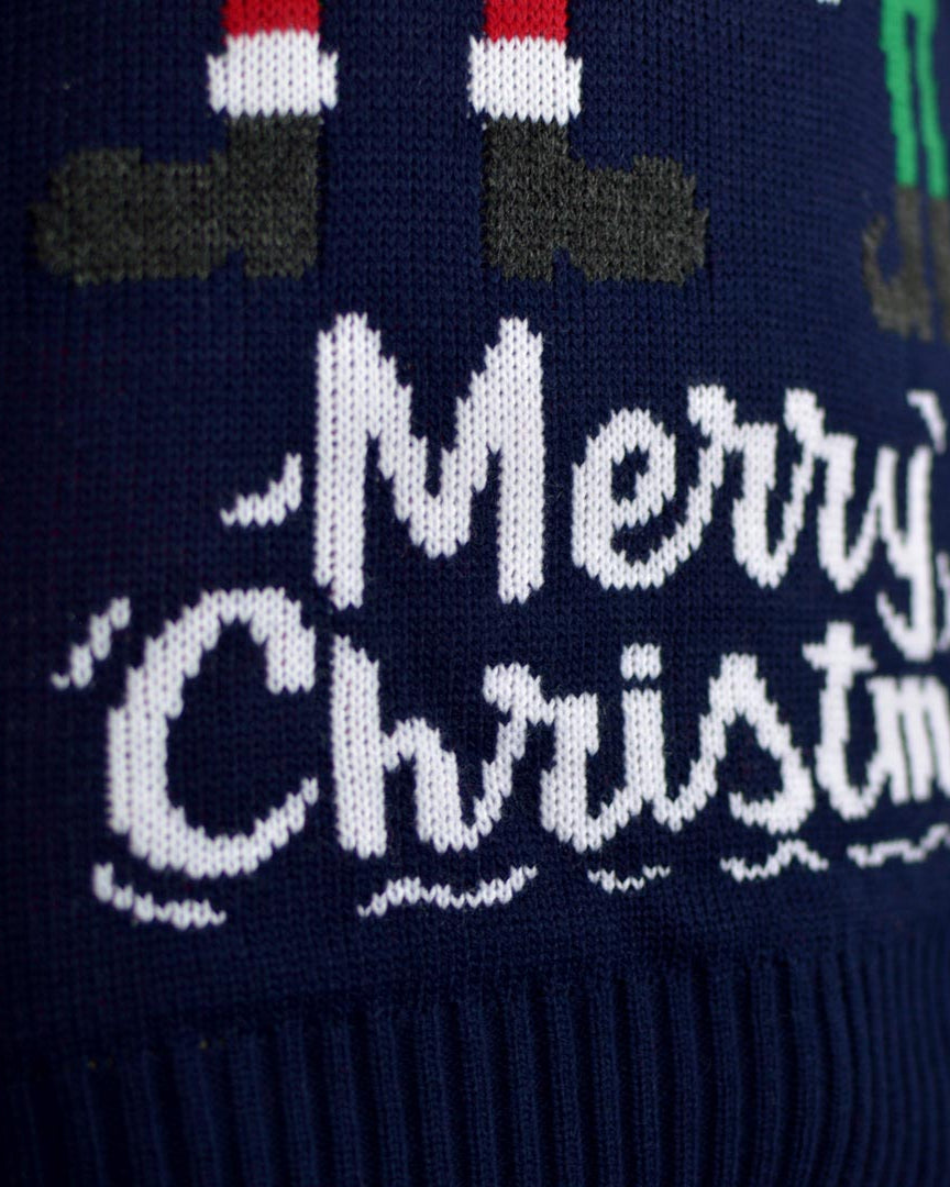 Pull de Noël pour Homme Père Noël et Elfe detail