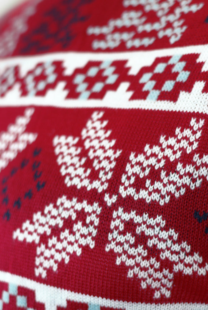 detail Pull de Noël pour Homme Rouge Classique Étoiles Polaires