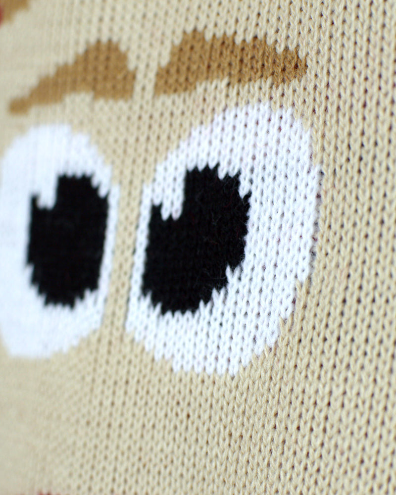 Pull de Noël pour Homme Rouge avec Renne et Neige detail