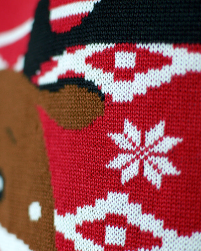 detail Pull de Noël pour Homme Rouge Renne Rudolph Echarpe