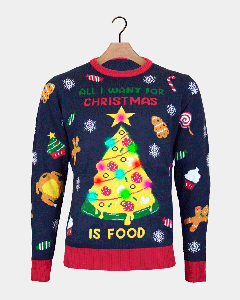 Pull de Noël Homme Lumineux LED Christmas Food