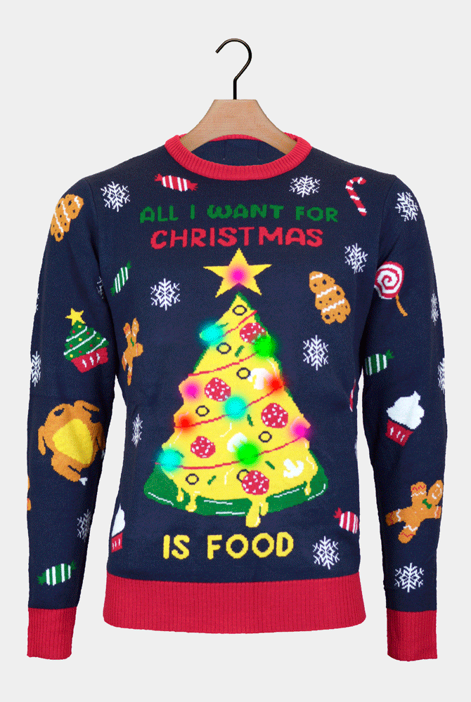 Pull de Noël Homme Lumineux LED Christmas Food