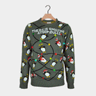 Pull de Noël Homme Lumineux LED Gris Pingouins