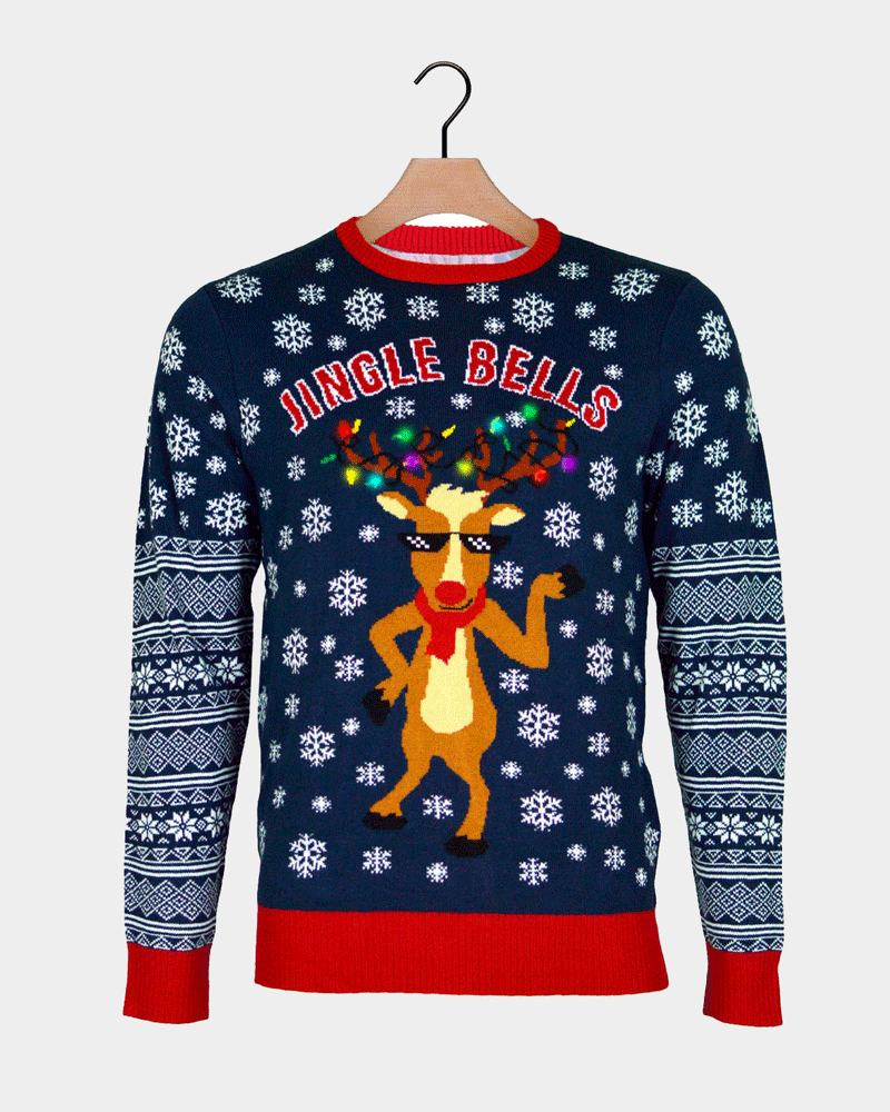 Pull de Noël pour Homme Lumineux LED Jingle Bells