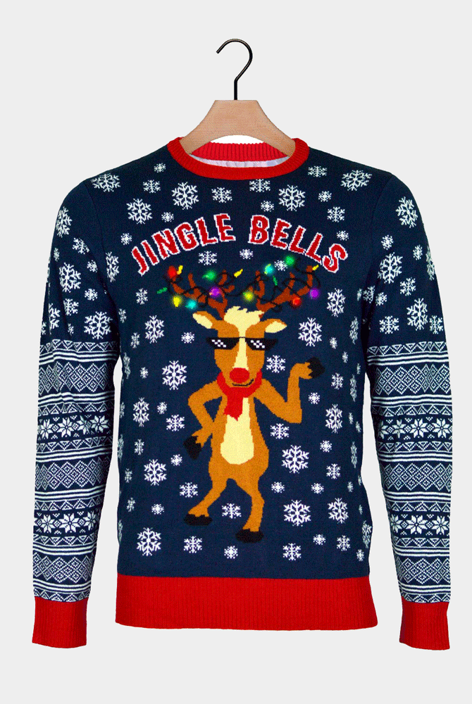 Pull de Noël pour Homme Lumineux LED Jingle Bells