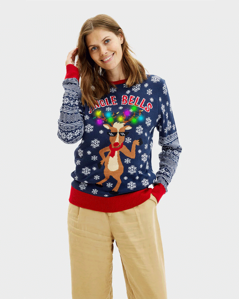 Pull de Noël pour Famille Lumineux LED Jingle Bells femme