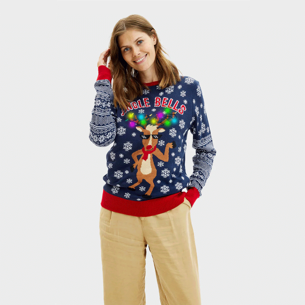 Pull de Noël pour Famille Lumineux LED Jingle Bells femme