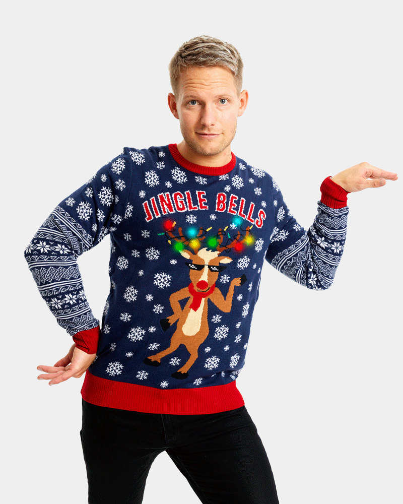 Pull de Noël pour Famille Lumineux LED Jingle Bells homme
