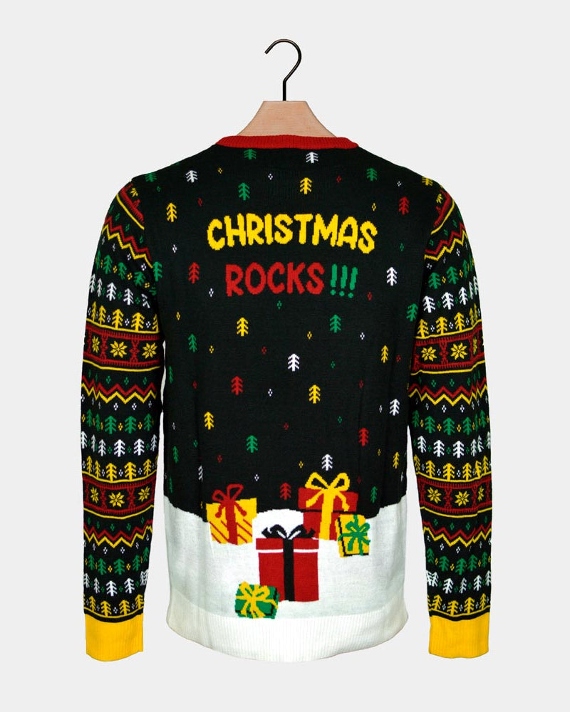 Père Noël Rocker Pull de Noël pour Homme Lumineux LED