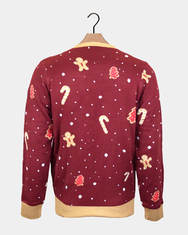 Pull de Noël Lumineux LED Rouge Ginger Cookie dos
