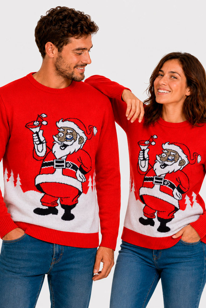 Pull de Noël Père Noël avec un Martini Couple