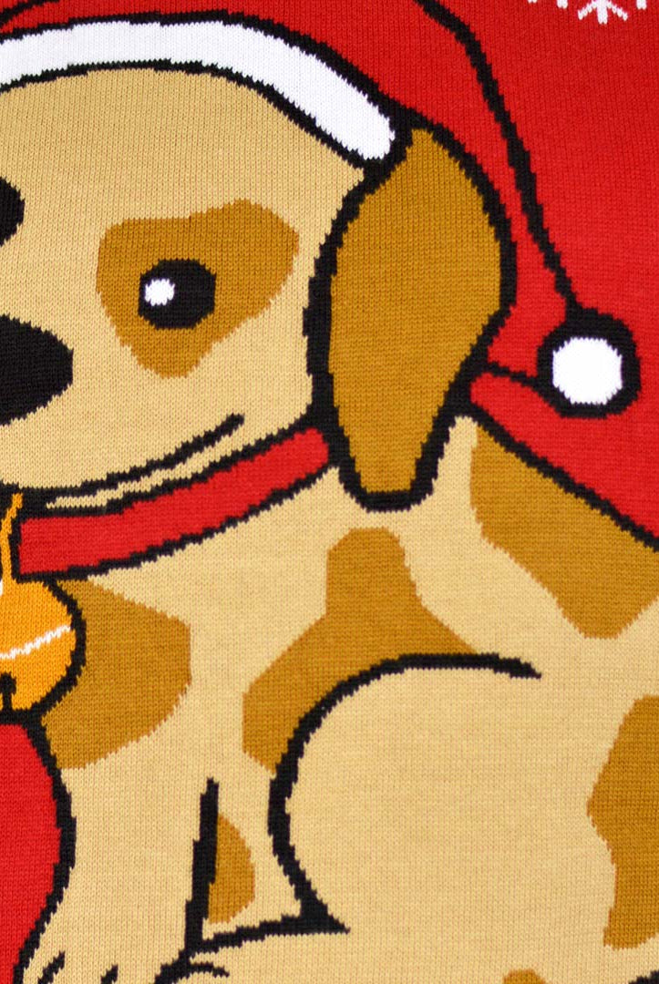 Pull de Noël detail Famille Petit Chien