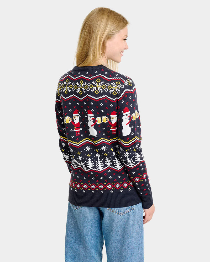 Pull de Noël pour Femme Père Noël Toast