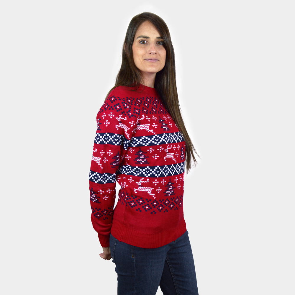 Pull Femme EWM En Coton Rouge, Taille 14-16, Avec Boutons Et Broderies