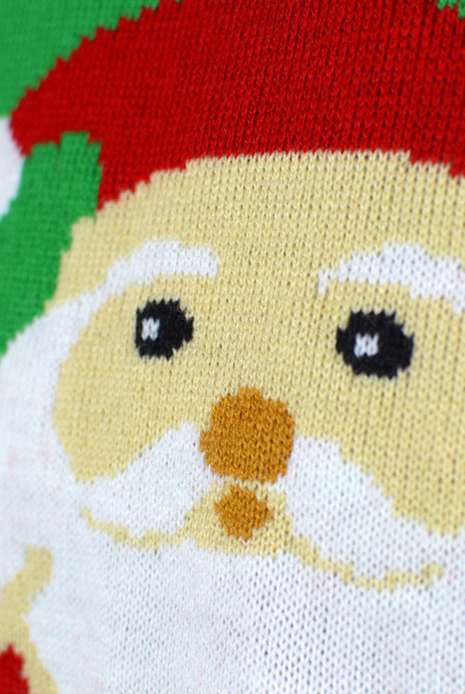 Pull de Noël pour Famille Rouge Père Noël Renne Saluant