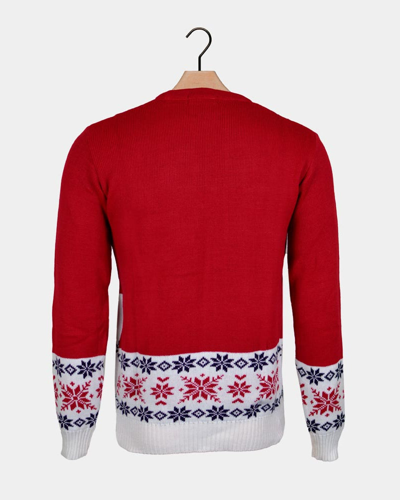 Pull de Noël Couple Rouge Renne Patinant