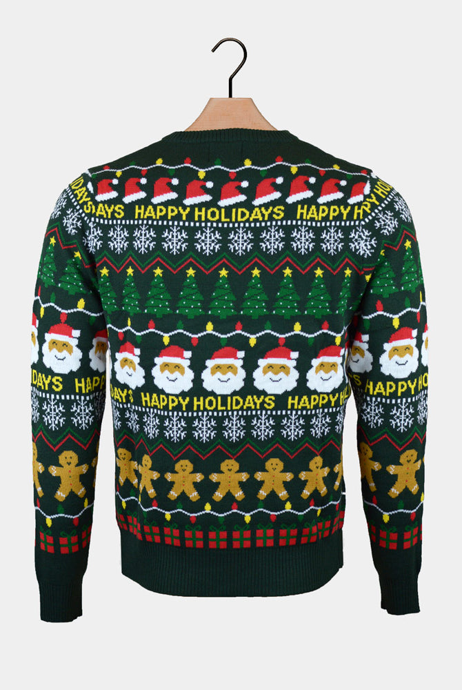 Pull de Noël Vert Femme Happy Holidays