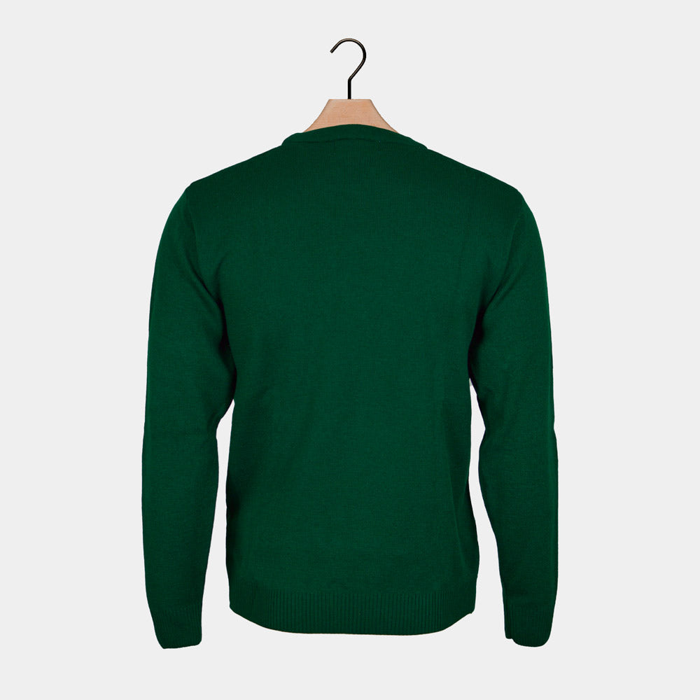 Renne Souriant Pull de Noël Homme Vert