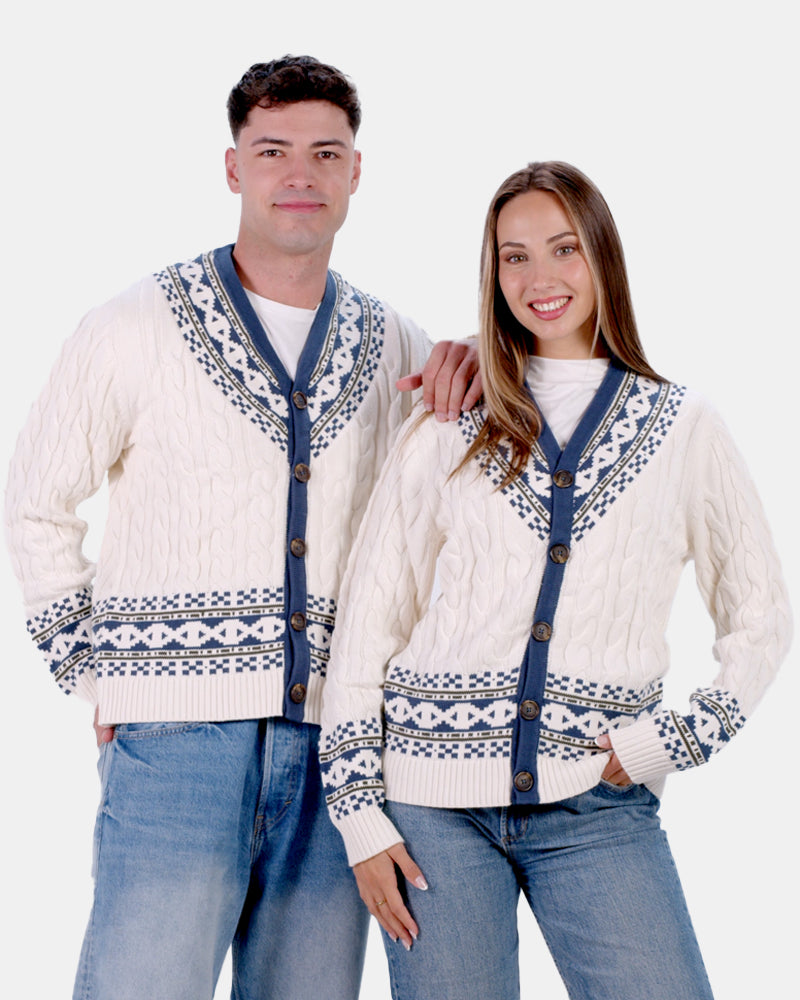 Pull pour Homme Cardigan Cottage de Rêve en Coton Bio Couple
