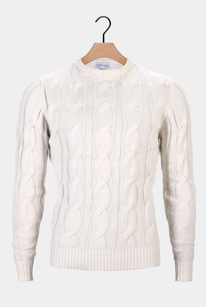 Pull pour Homme Neige en Coton Bio Blanc