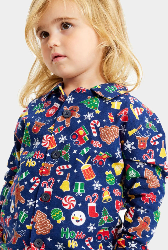 Pyjama de Noël Bleu Motifs de Noël Enfants