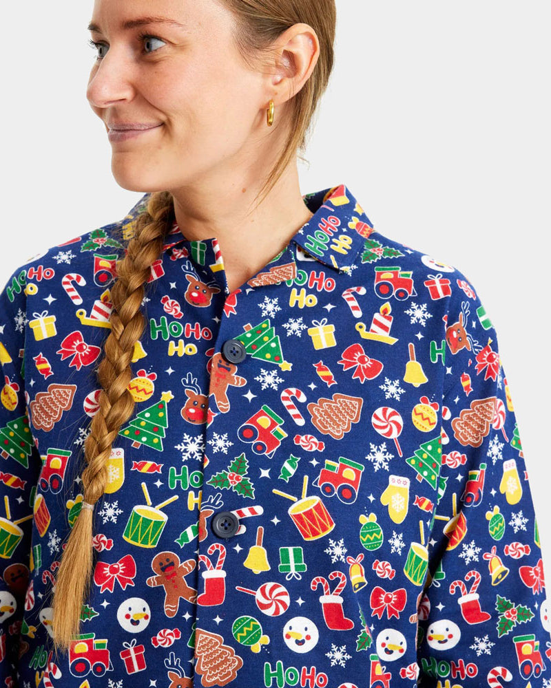 Pyjama de Noël femme Adultes Unisexe Bleu Motifs de Noël