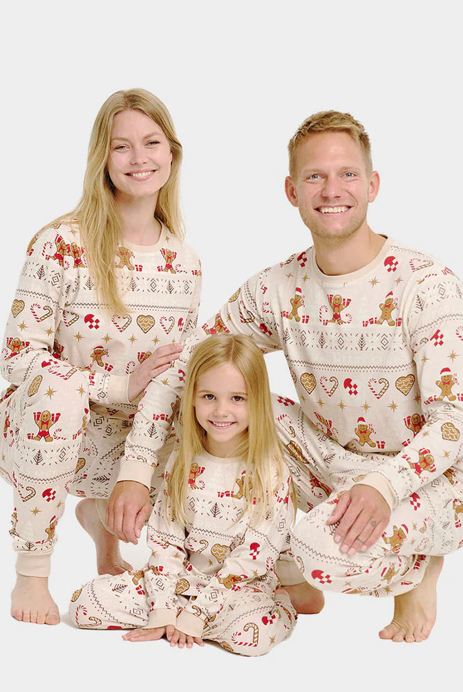 Pyjama de Noël pour Enfants Beige Biscuits de Noël Famille