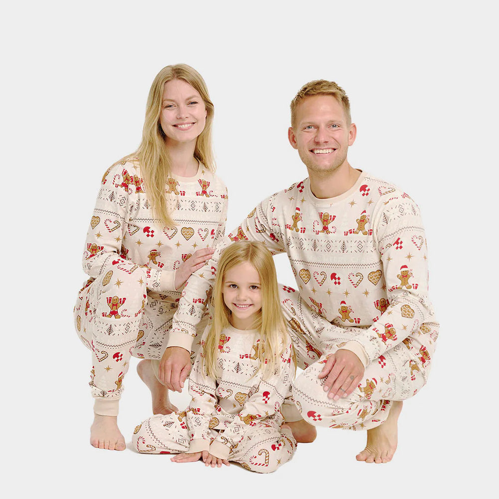 Pyjama de Noël pour Enfants Beige Biscuits de Noël Famille