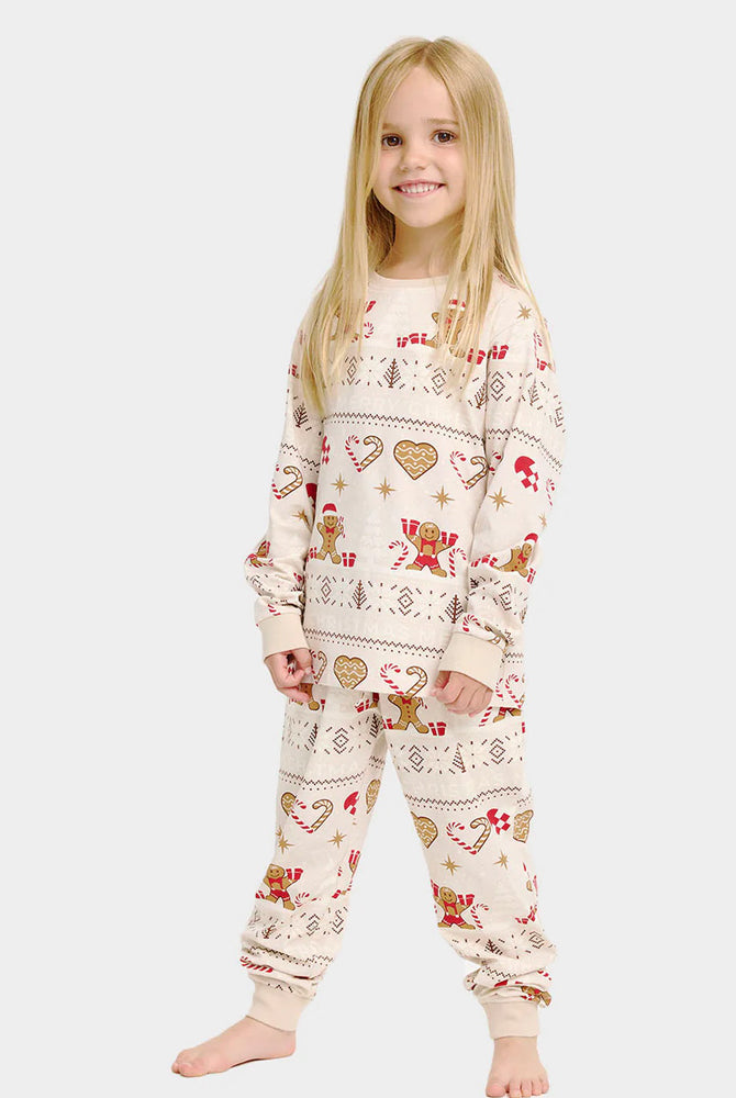 Pyjama de Noël pour Enfants Beige Biscuits de Noël