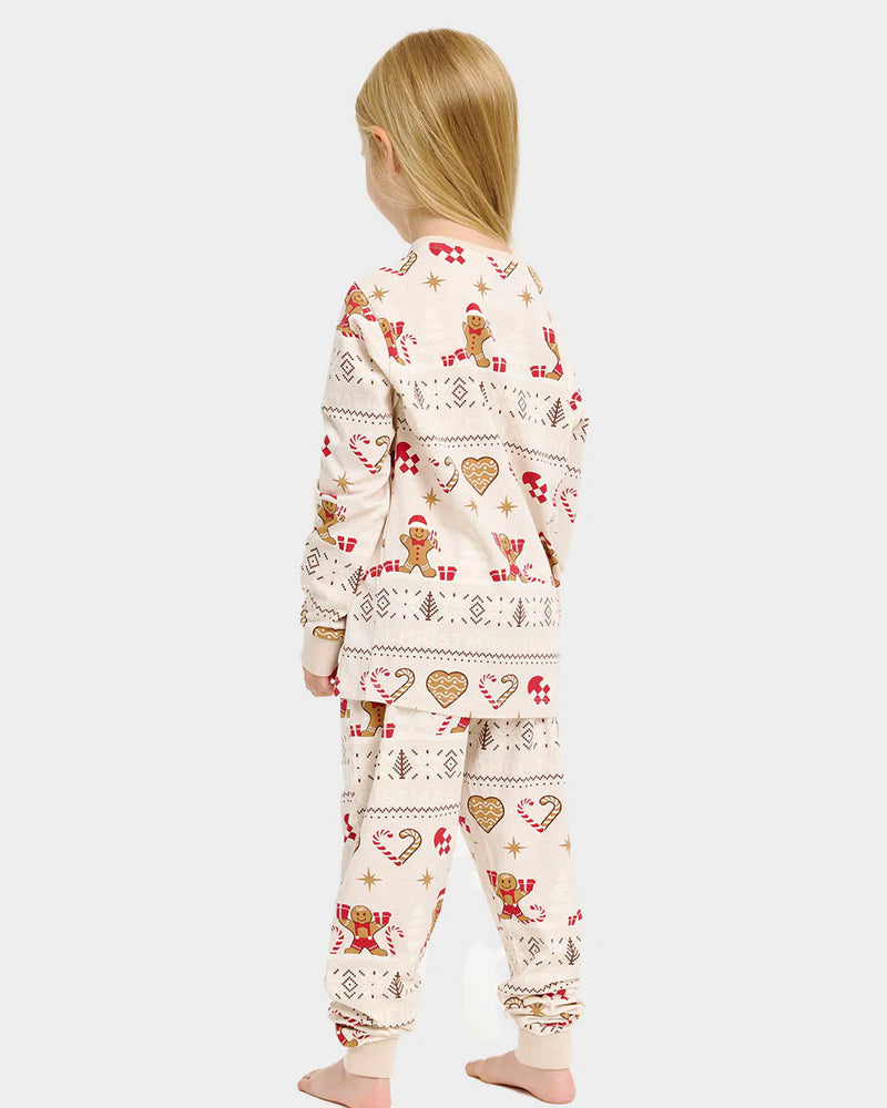 Pyjama de Noël Enfants Beige Biscuits de Noël